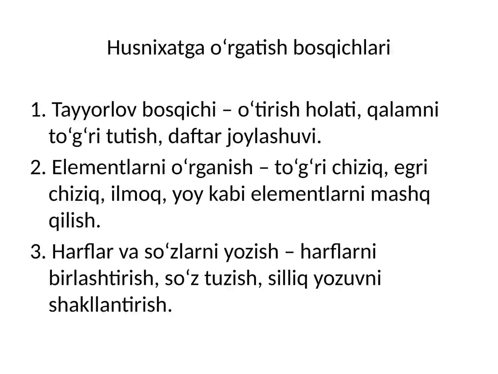 Husnixatga o‘rgatish usullari 4