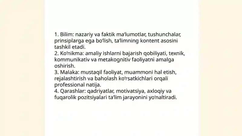 Ta'lim mazmuni tushunchasi va uning funksiyalari 4