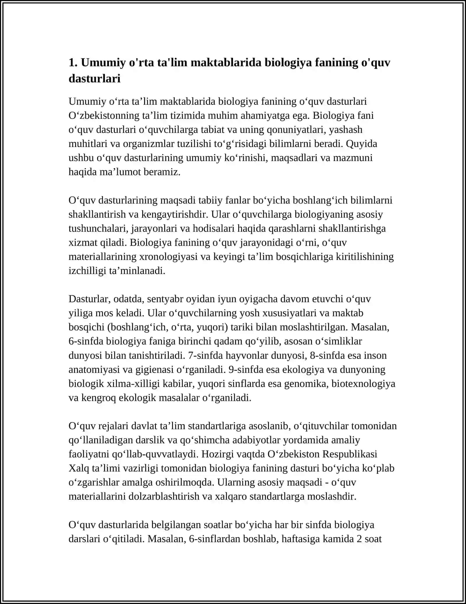 BIOLOGIYA YÒNALISHI REFERAT 4
