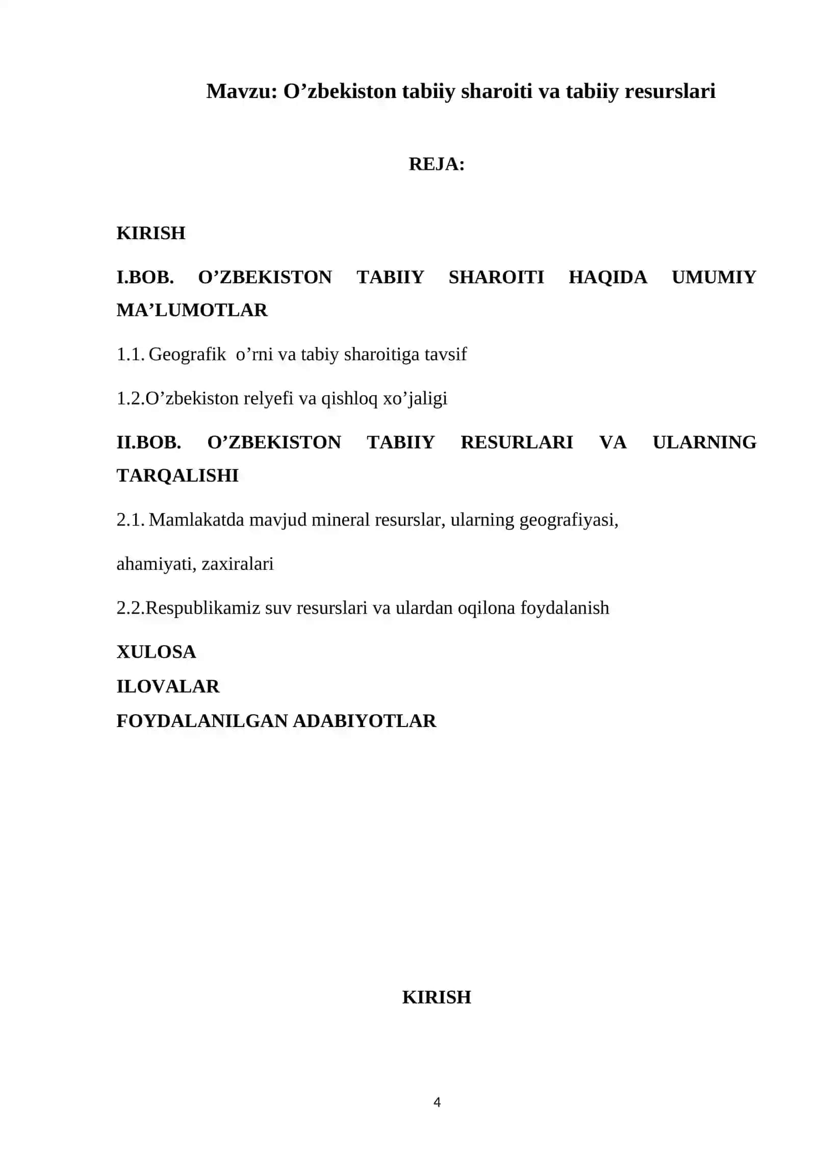 O’zbekiston tabiiy sharoiti va tabiiy resurslari 4