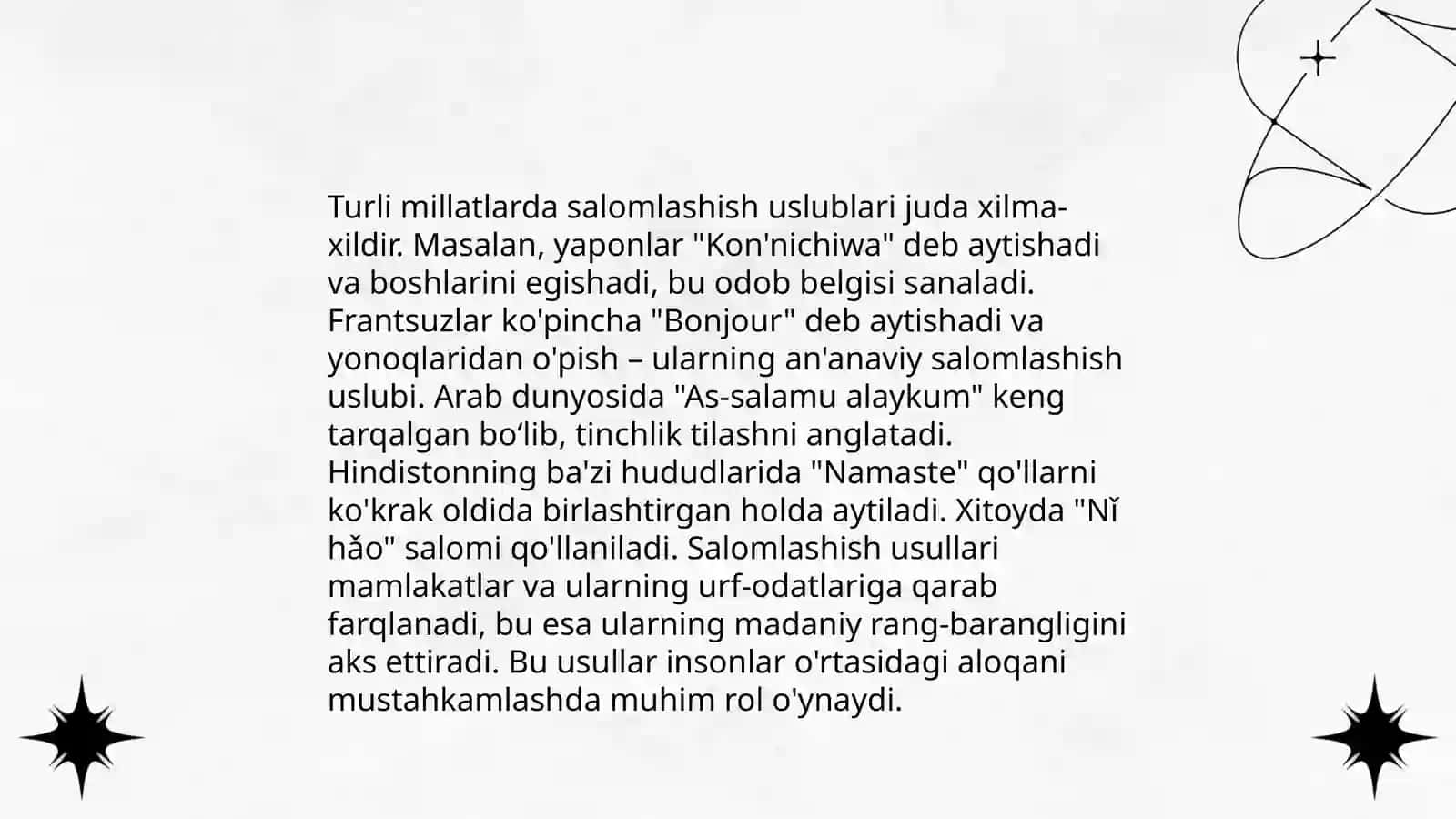 Salomlashish odobi mavzusidagi 1-soatlik dars ishlanma 4