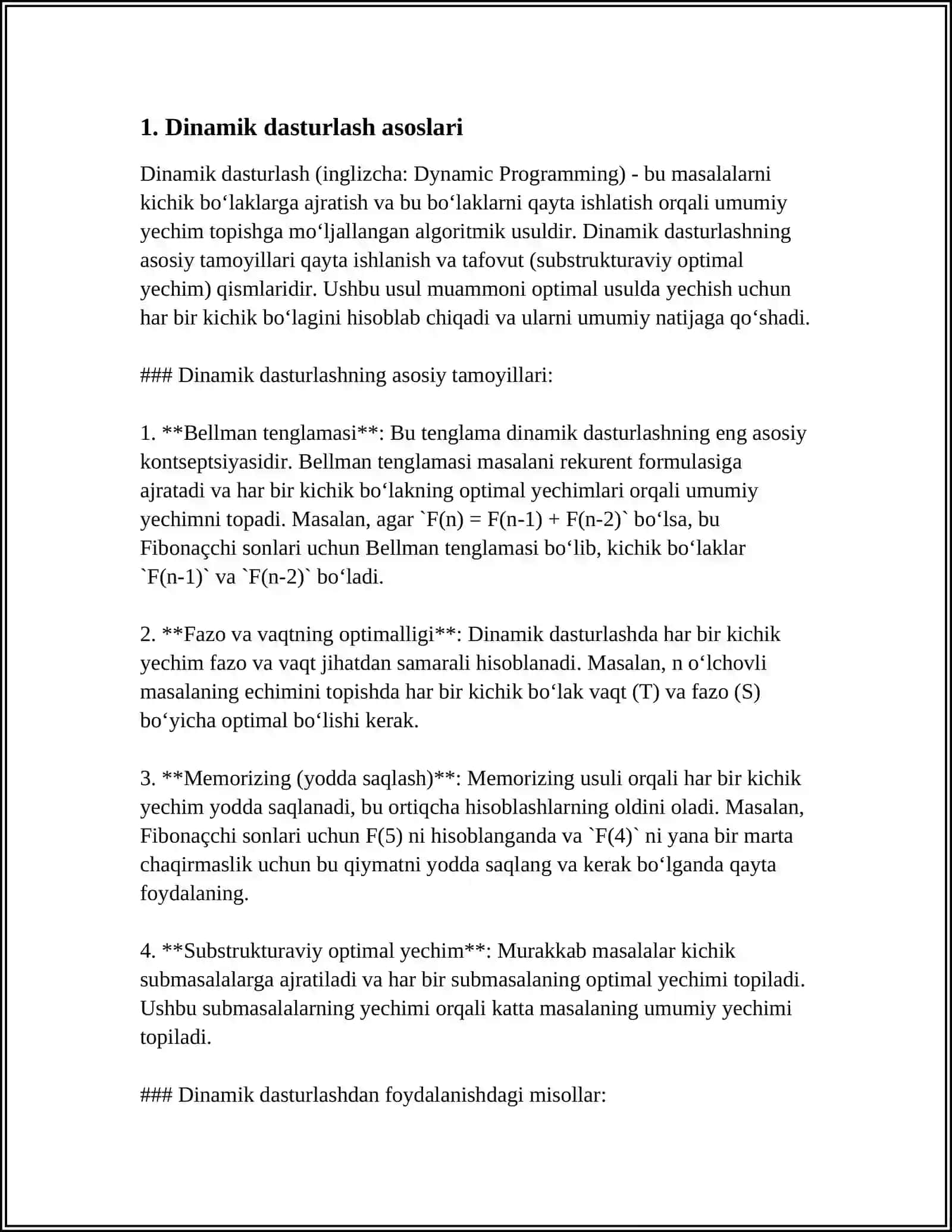 DINAMIK DASTURLASH. KOMMIVOYAJER MASALASI 4