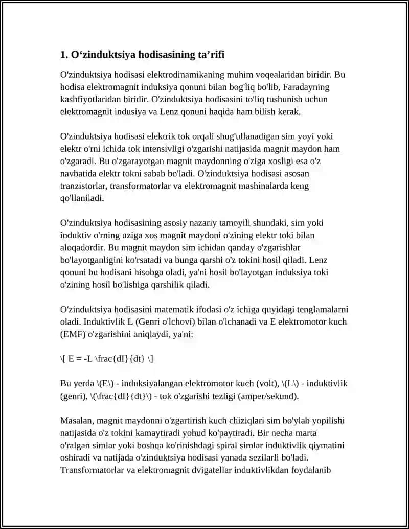 OʻZINDUKTSIYA HODISASI 4
