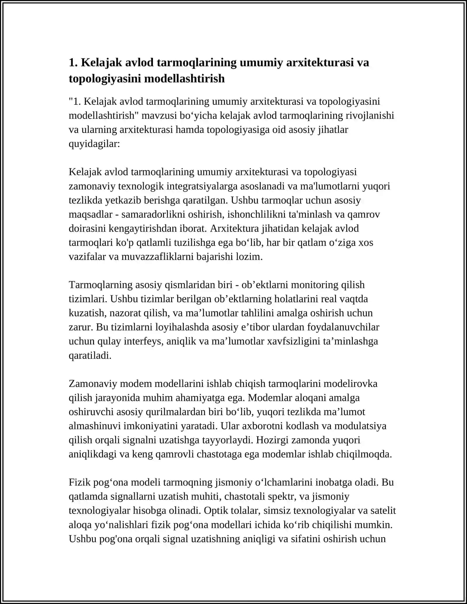 Kelajak Avlod Tarmoqlarini Modellashtirish 4