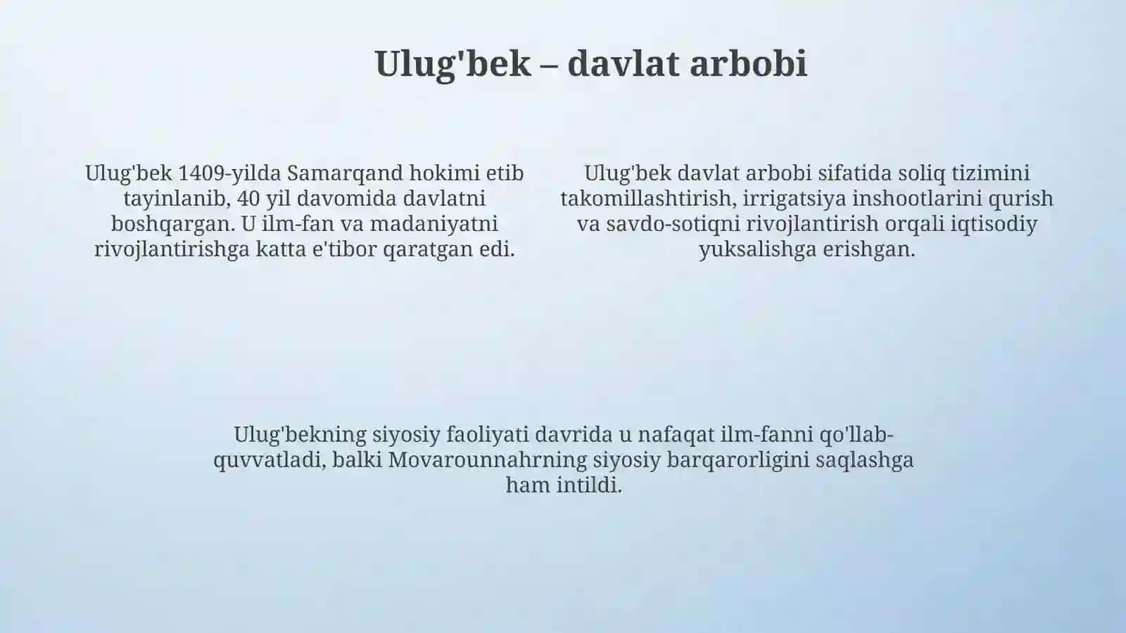 Ulug'bek: Davlat arbobi va buyuk olim 4