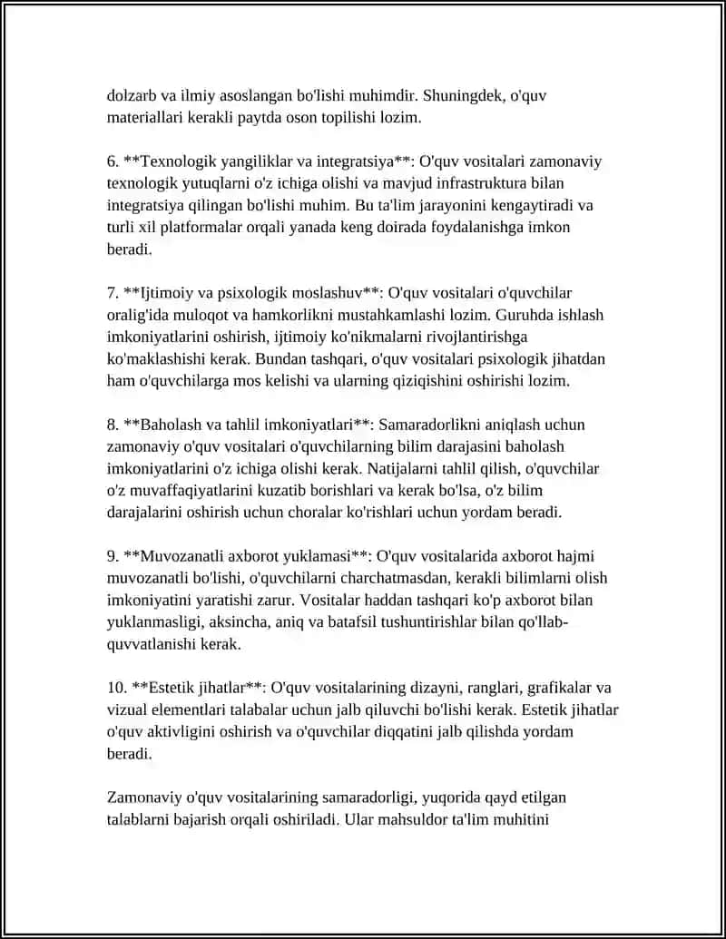 Zamonaviy o'quv vositalarining pedagogik samaradorligi talablari 4