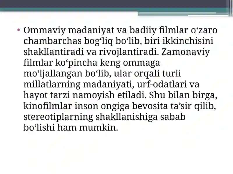 Badiiy filmlar va ommaviy ma'daniyat 4