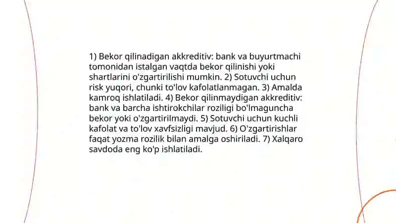 Akkredetiv xalqaro to’lov shakli 4