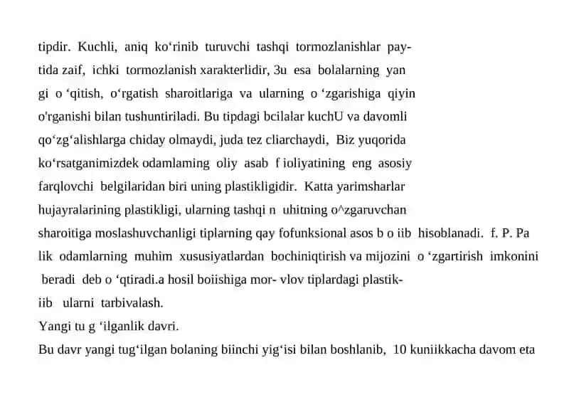 Bolalarda Oliy Asab Faoliyati Tiplari 4