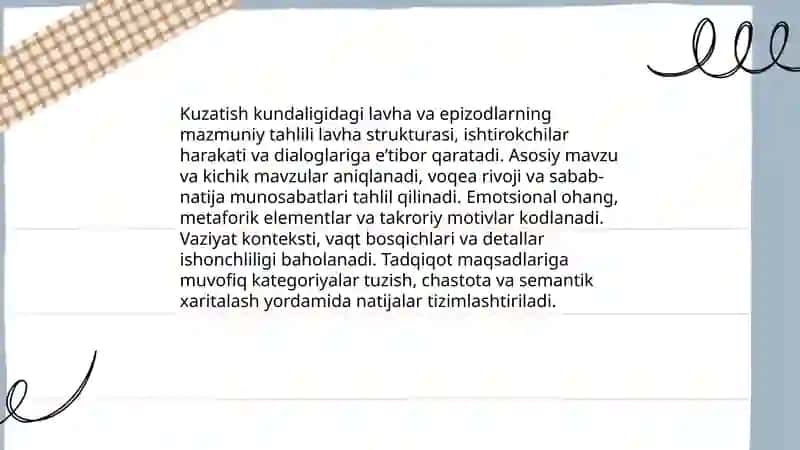 Kuzatish kundaligi mazmuni: struktura va format tahlili 4