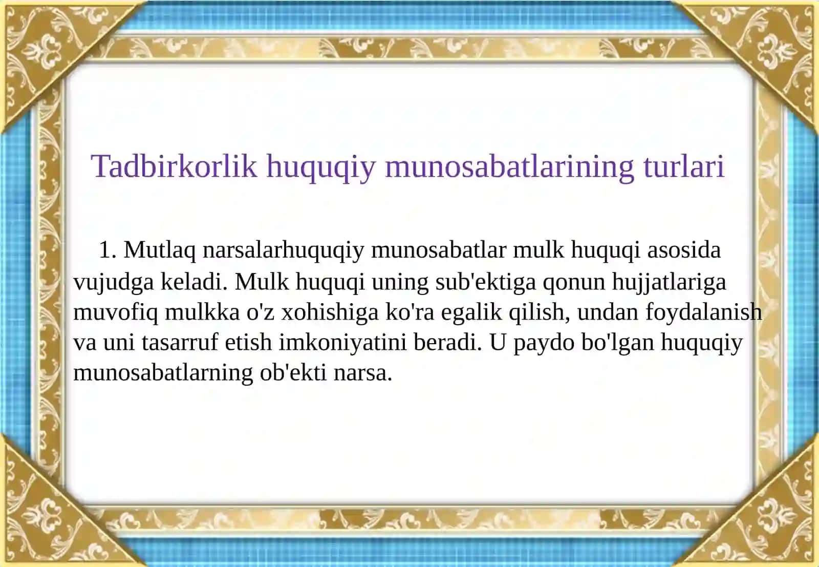 TADBIRKORLIK (BIZNES) HUQUQIY MUNOSABATLAR 4