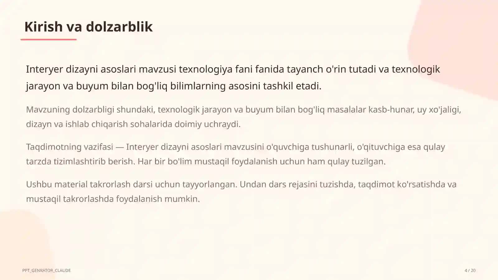 Interyer dizayni asoslari (8-sinf) 4