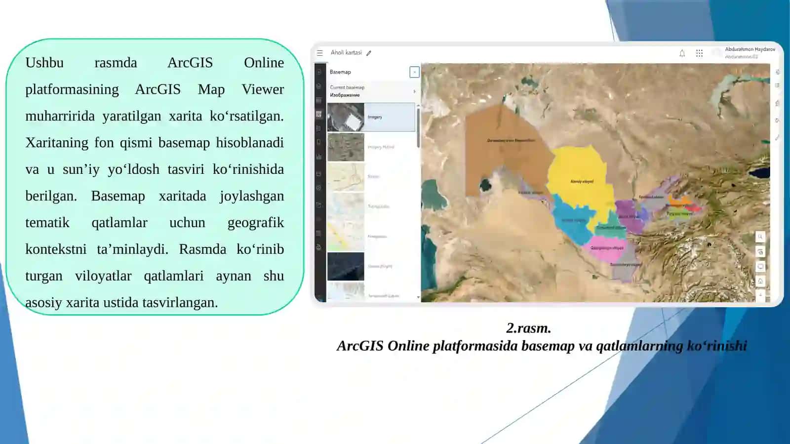 ArcGIS online platformasidagi Basemap imkoniyatlari bilan tanishish 4