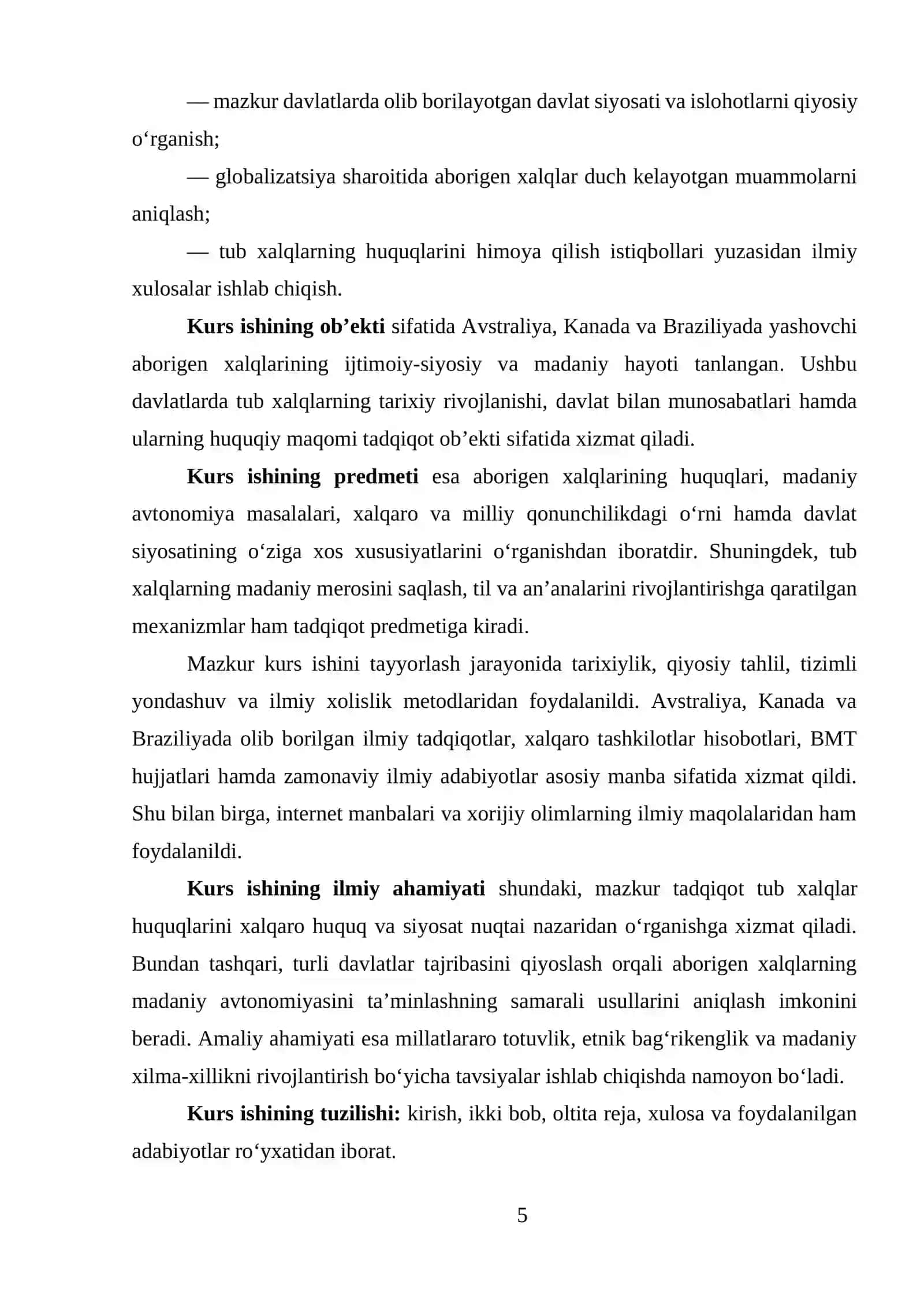 ABORIGEN XALQLARINING HUQUQLARI VA MADANIY AVTONOMIYA MASALALARI (AVSTRALIYA KANADA BRAZILIYA) 4