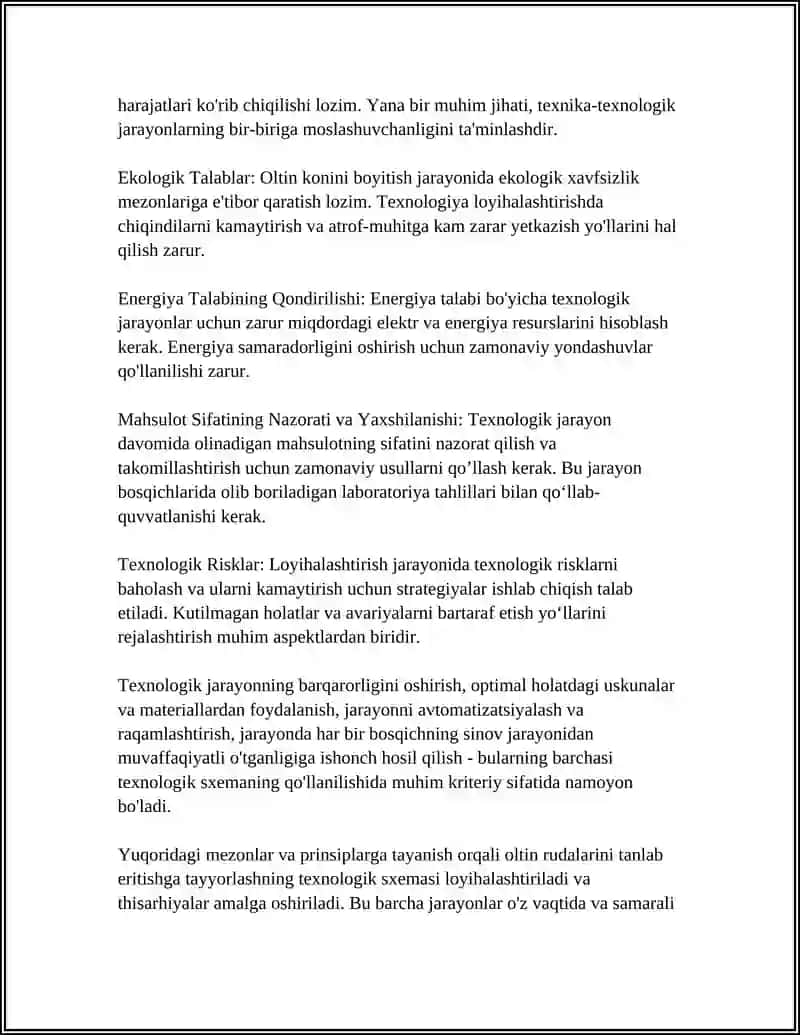 OLTIN RUDALARINI UYUMLARDA TANLAB ERITISHGA TAYYORLASHNING TEXNOLOGIK SXEMASINI TANLASH VA HISOBLASH 4