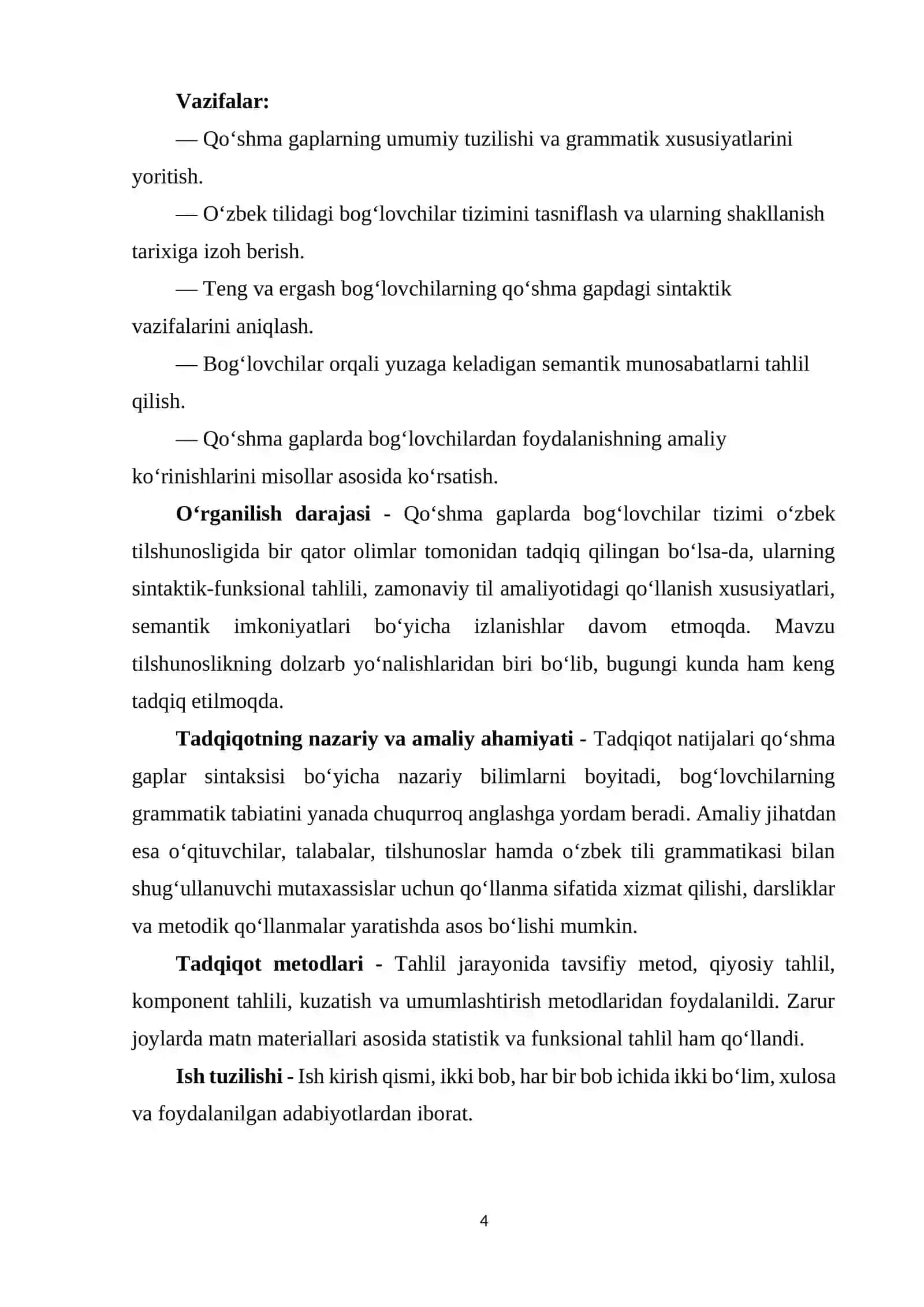 Qo‘shma gaplarda bog‘lovchilar tizimi va ularning sintaktik funksiyalari 4