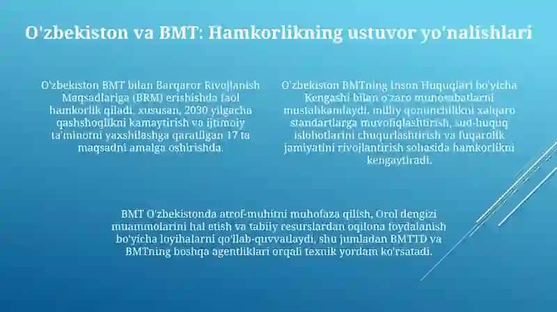O‘zbekistonning xalqaro tashkilotlar bilan hamkorlik aloqalari 4
