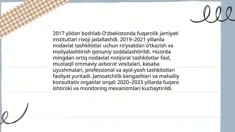 Fuqarolik jamiyati institutlari va nodavlat tashkilotlarining rivoji 4