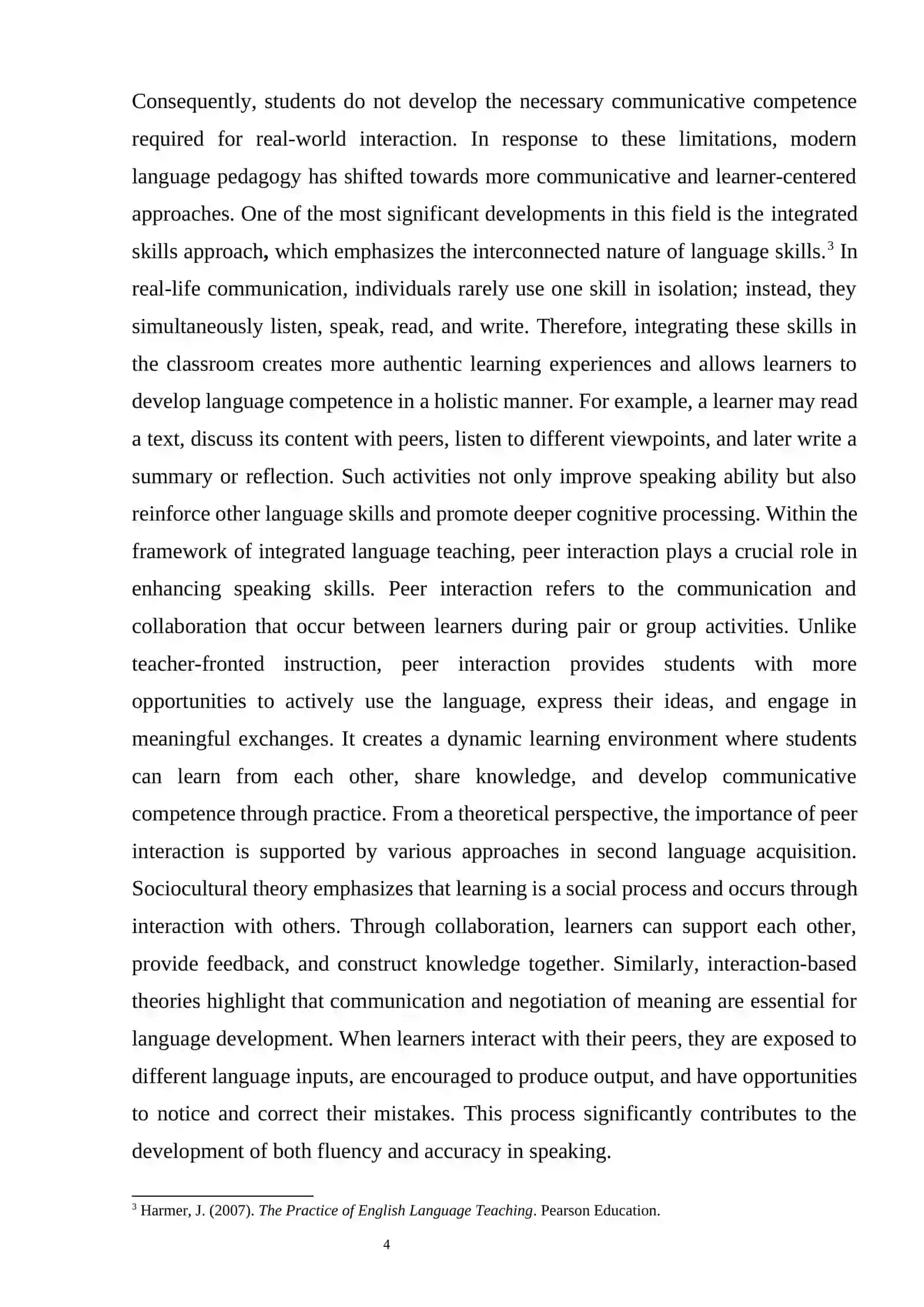 The Role of Peer Interaction in Developing Integrated Speaking Skills 4