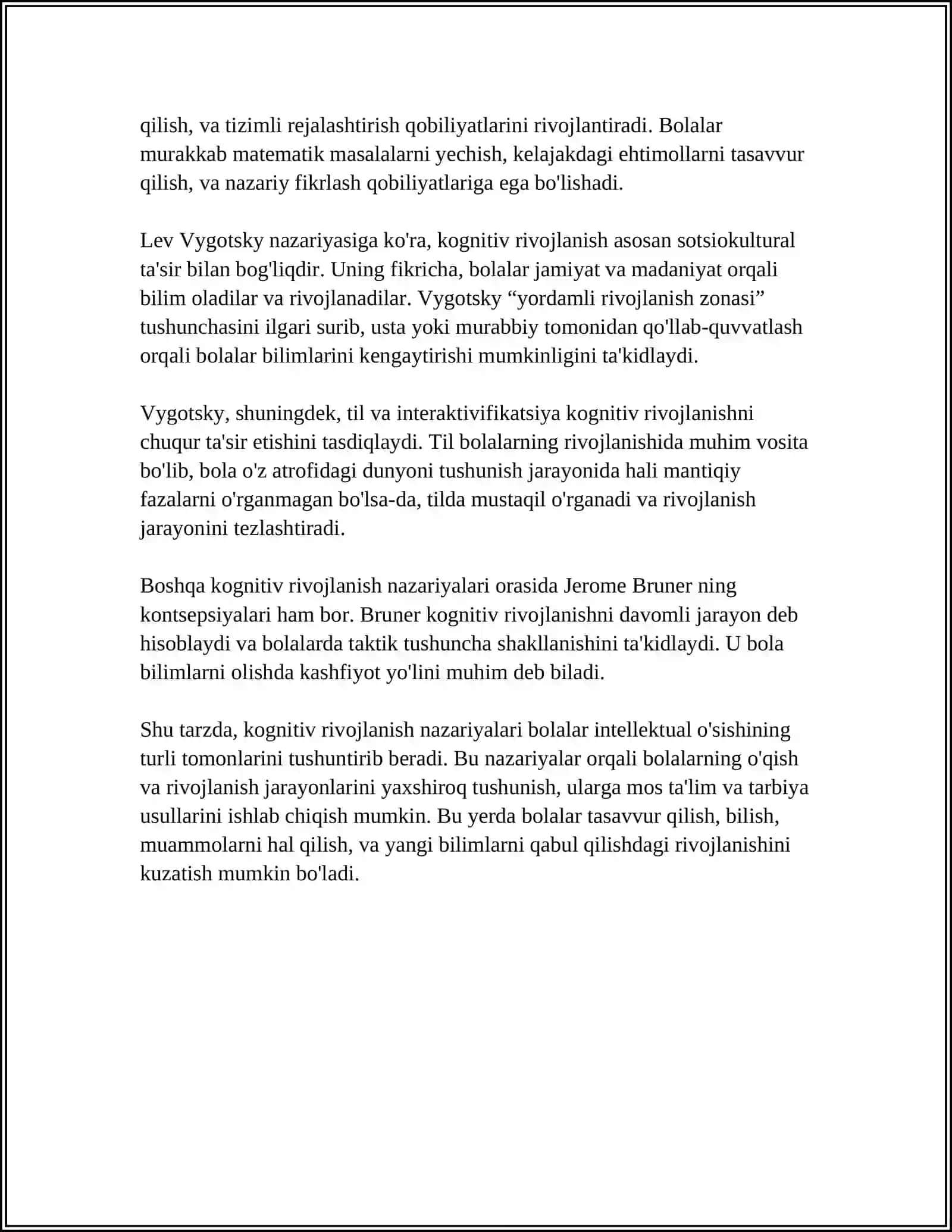 Kognitiv rivojlanish nazariyalari 4
