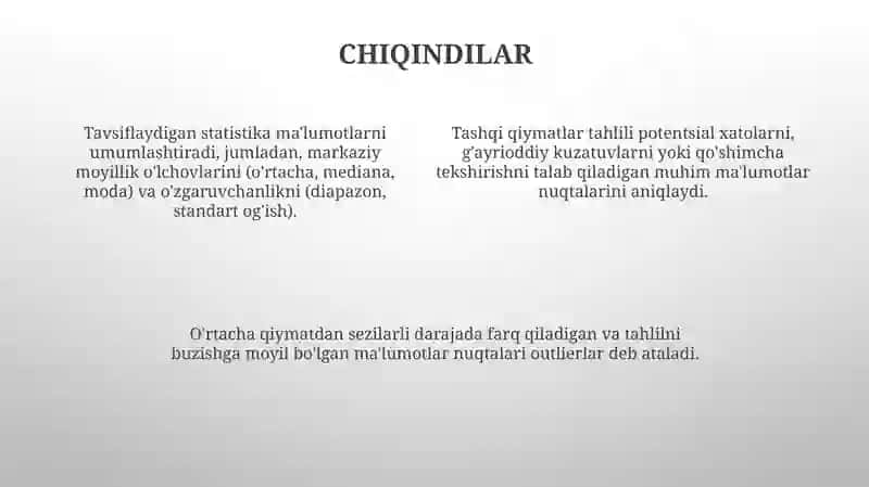 Tavsifiy statistikalar tahlili 4