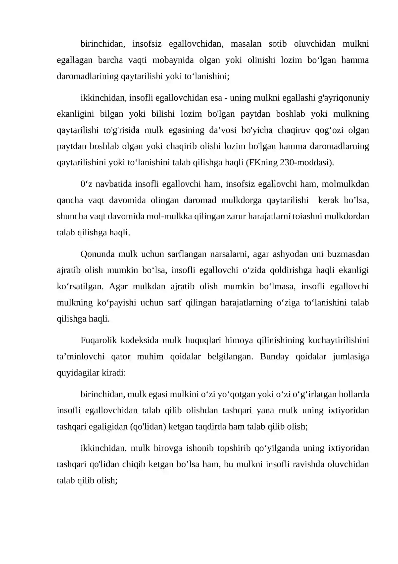 Mulk huquqini himoya qilish 4