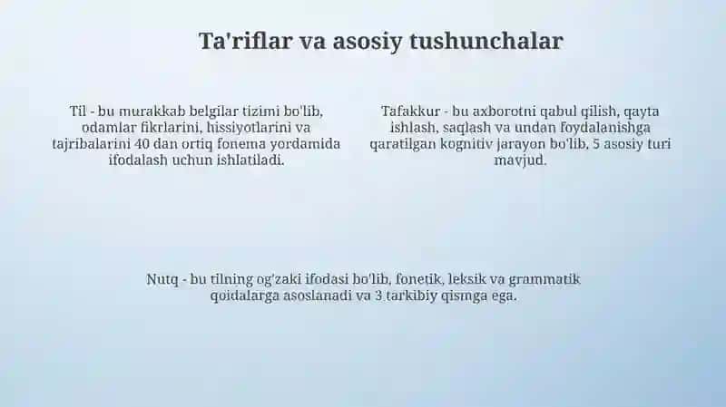 Til va tafakkur, til va nutq munosabati 4