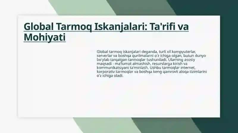 Global Tarmoqlarning Zamonaviy Iskanjalari 4