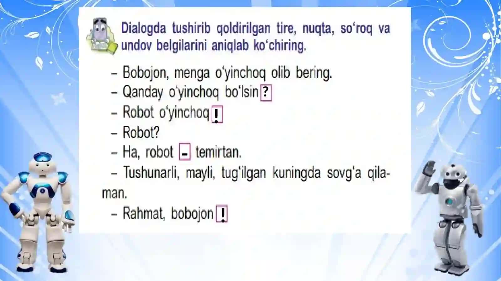 " Robot ixtiro qilaman” bo`limini mustahkamlash 4