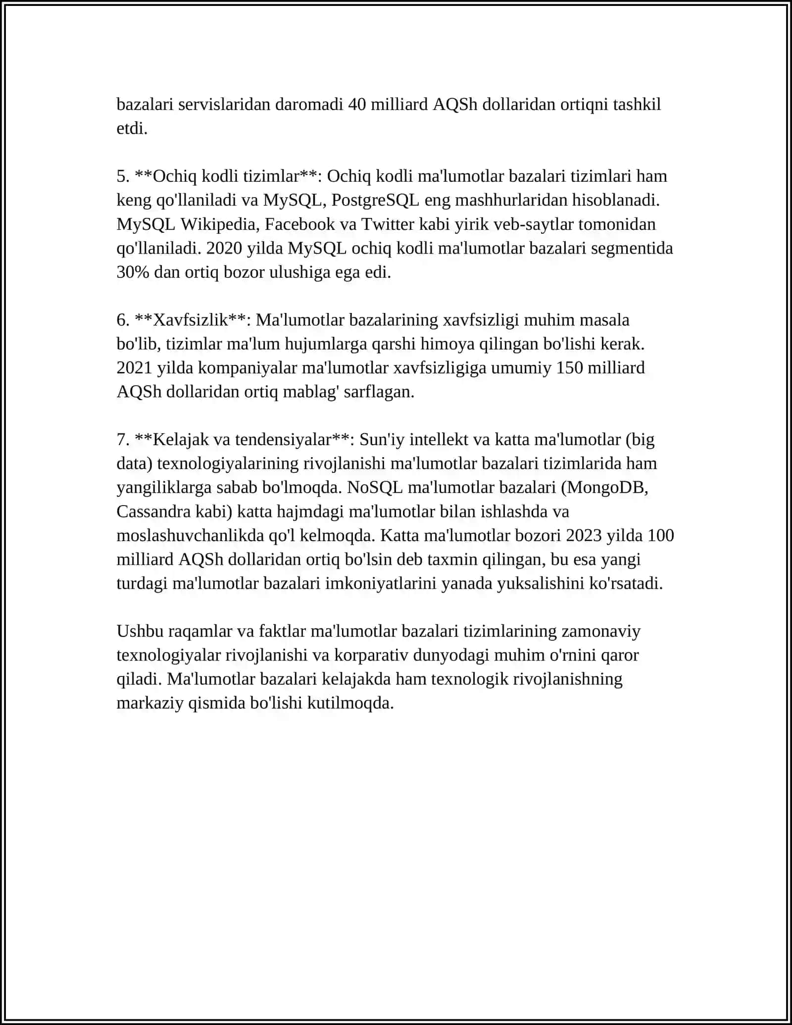 MUSTAQIL ISH Mavzu: AXBOROT TIZIMLARI TASNIFI 4
