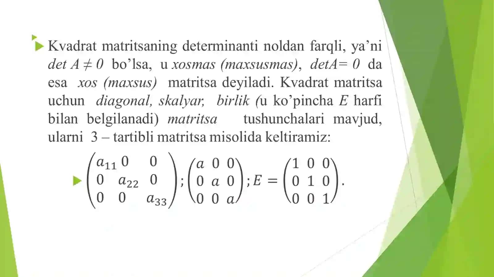 Chiziqli algebraik tenglamalar sistemasini yechishning aniq usullari 4