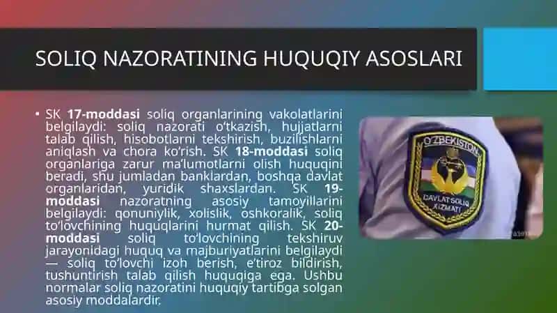 SOLIQ NAZORATI UNING TURLARI VA SHAKLLARI 4