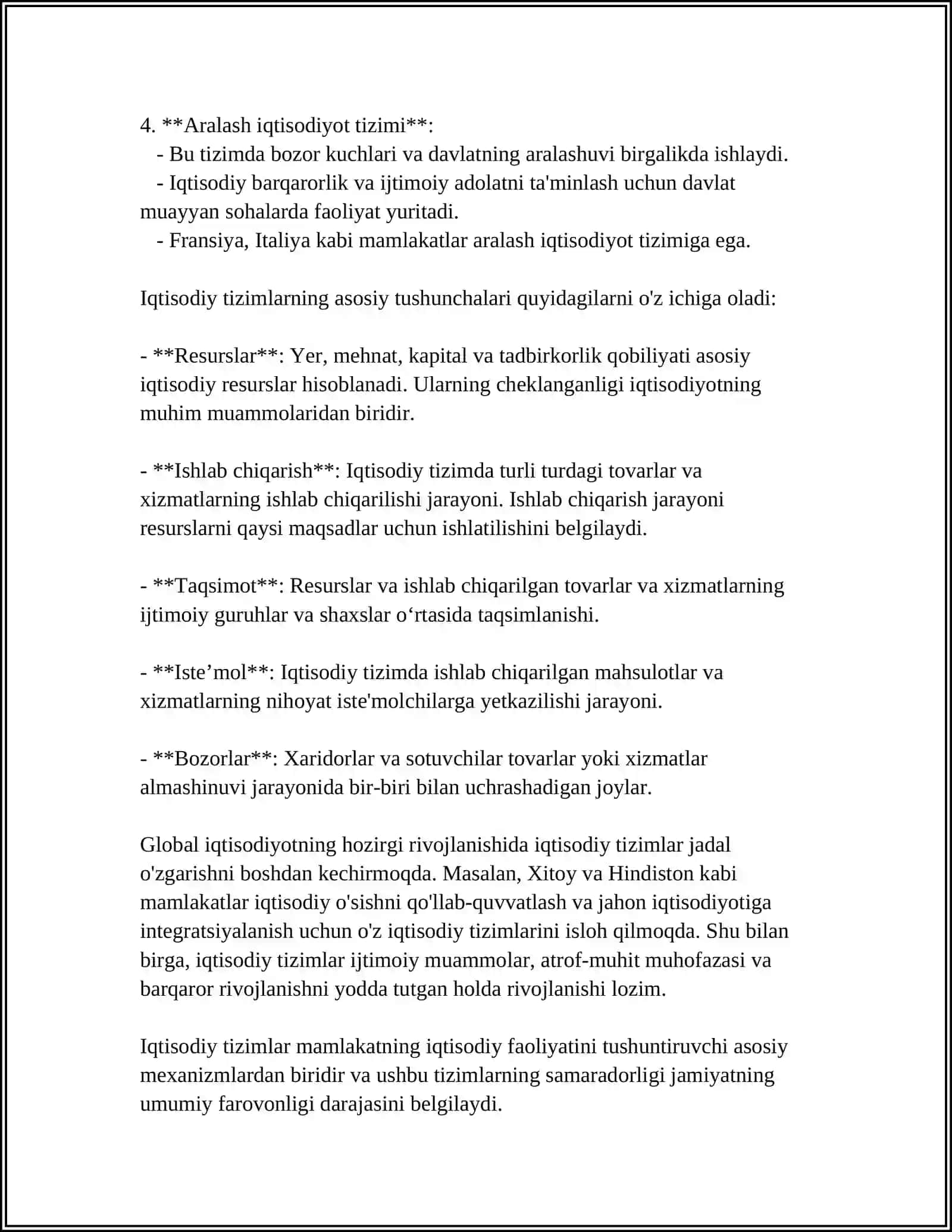 Iqtisodiy Tizim Modellari 4