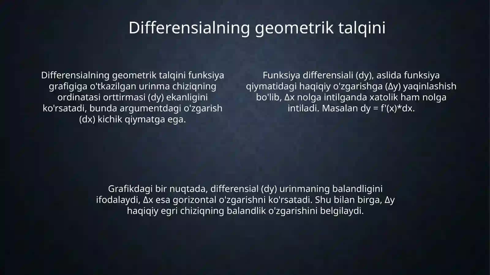 Funksiya differensialidan taqribiy hisoblarda foydalanish 4