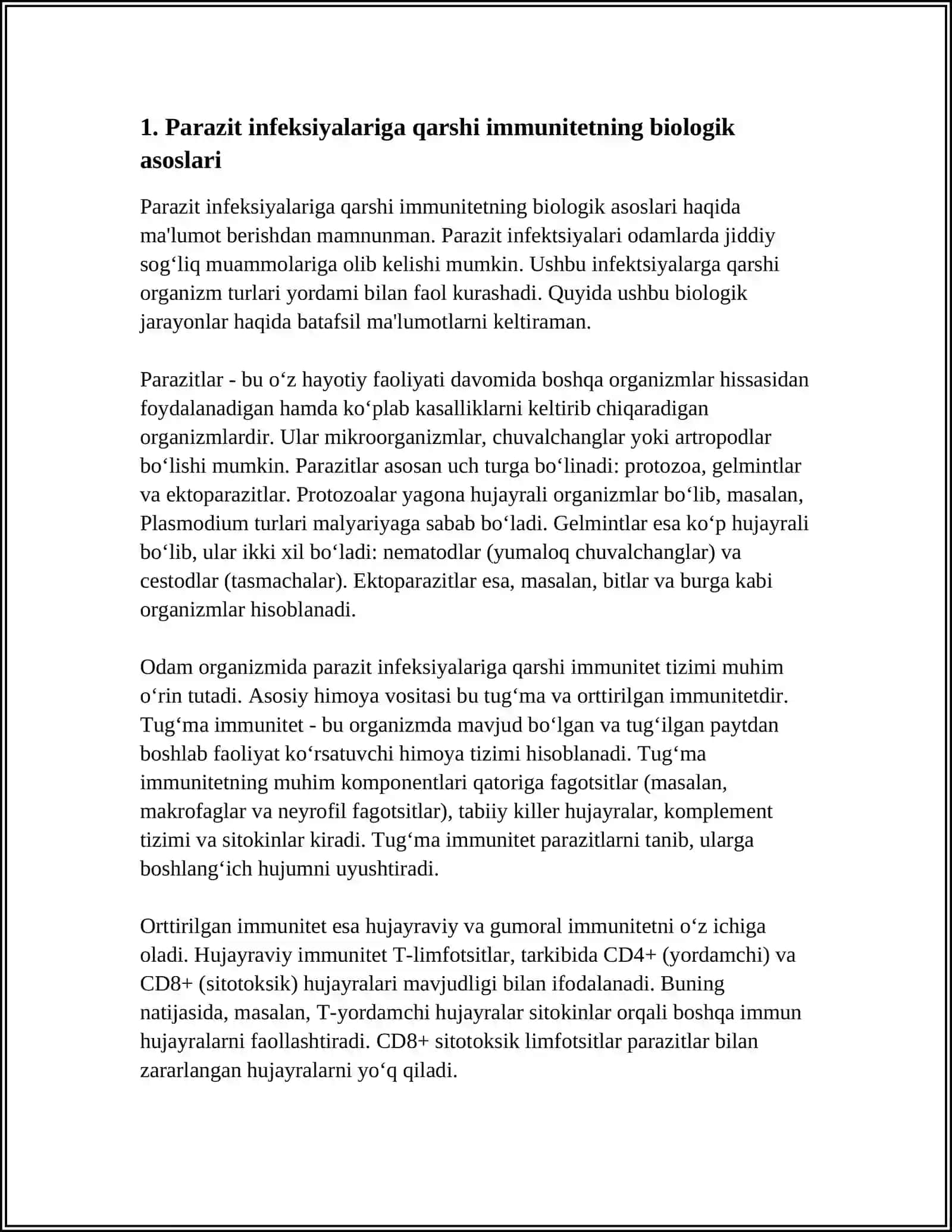PARAZIT INFEKSIYALARGA QARSHI IMUNITET 4