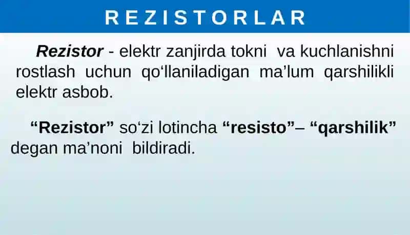 REZISTORLAR. REOSTATLAR. POTENSIOMETRLAR 4