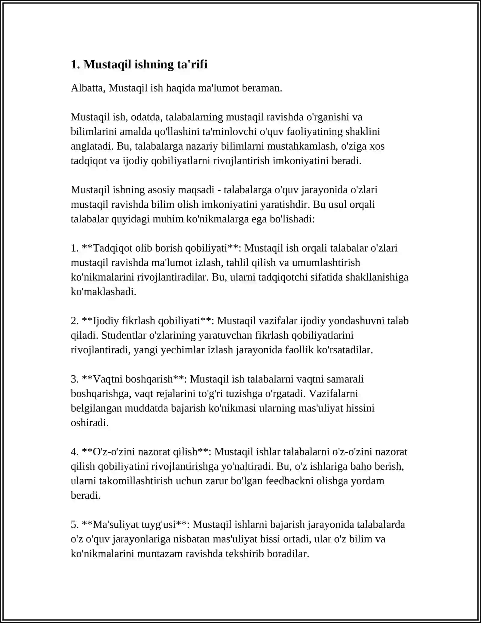 MUSTAQIL ISH 4