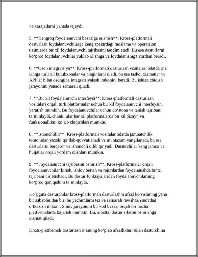 KROSS-PLATPORMALI DASTURLASH MAVZUSI 4