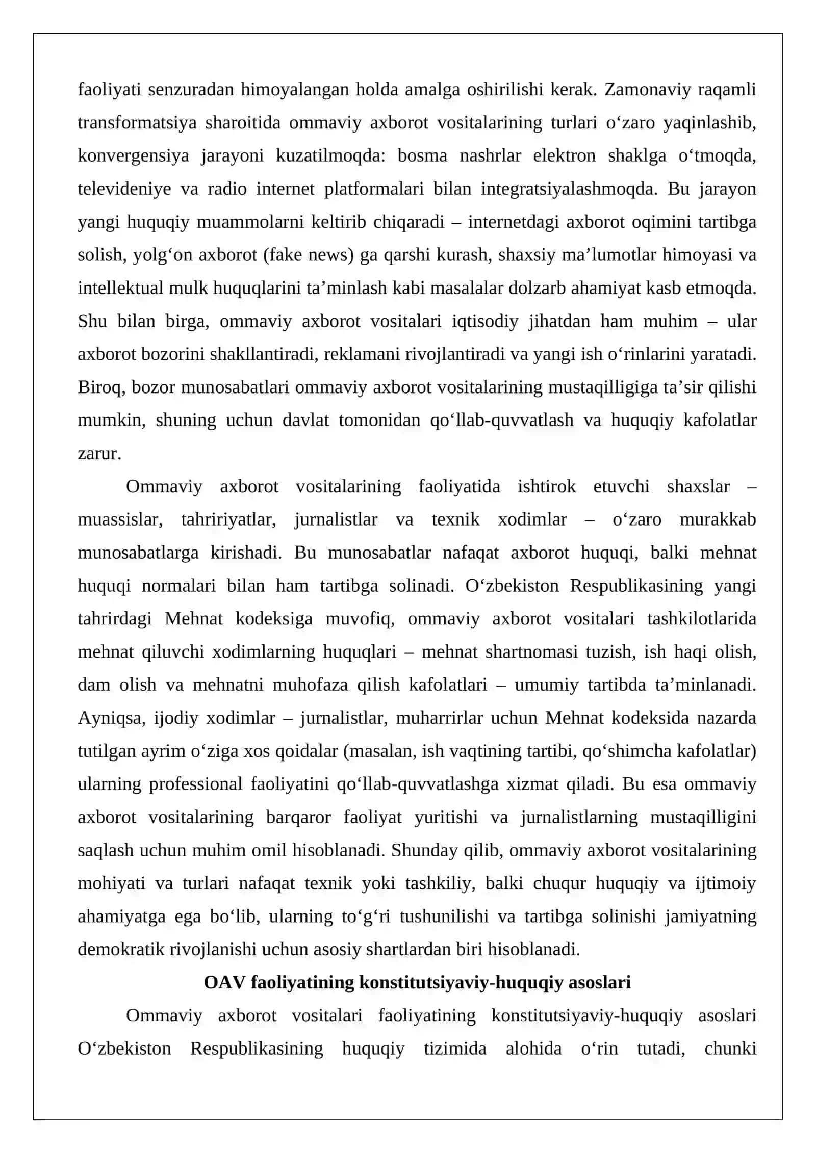 Jamiyat hayotida ommaviy axborot vositalarining o‘rni 4