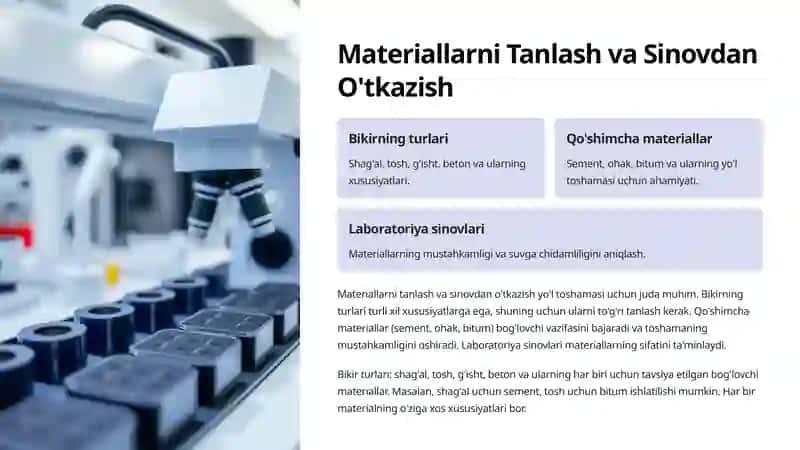Bikir Yo'l Toshamalarini Loyihalash: Kirish 4