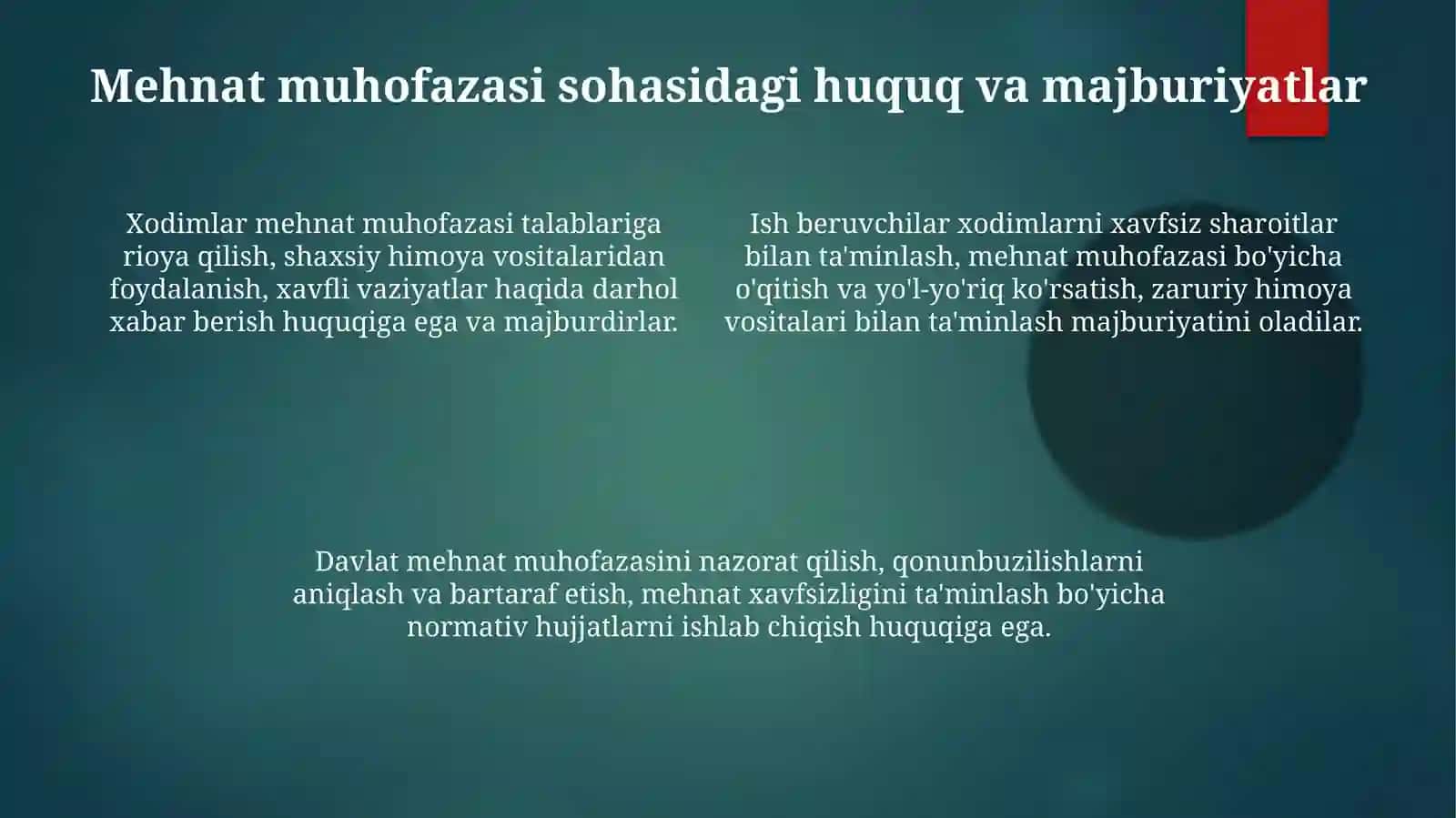 Mehnatni muhofaza qilish to'g'risidagi qonun 4