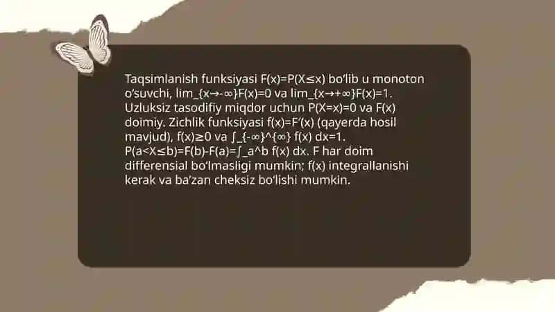 Uzluksiz tasodifiy miqdorlar 4