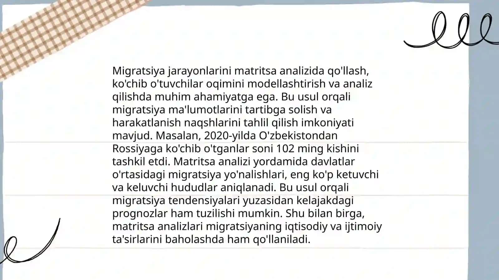Matritsalar yordamida aholi migratsiyasini baholash 4