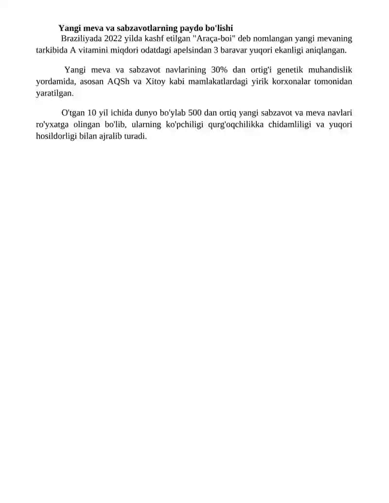 Yangi meva va sabzavotlar 4