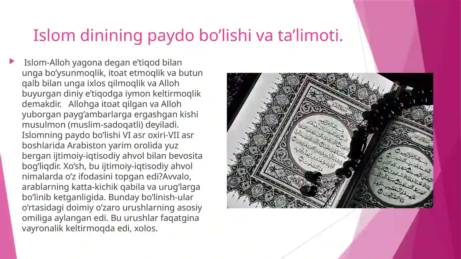 Islom madaniyatining tarkib topishi va rivojlanishi 4