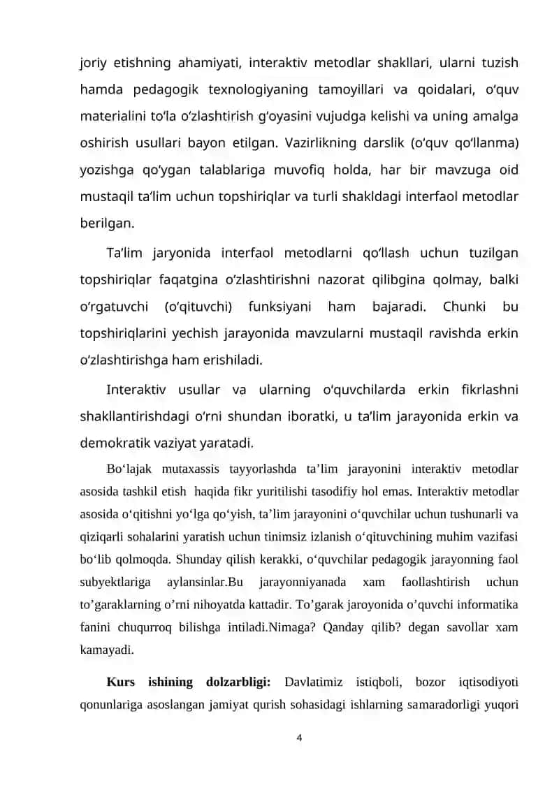 O'QISH DARSLARIDA MUSTAQIL ISHLARNI TASHKIL ETISH 4