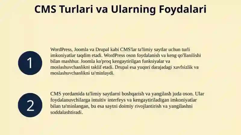 CMS Asoslari: Ta'limiy Saytlar Uchun 4