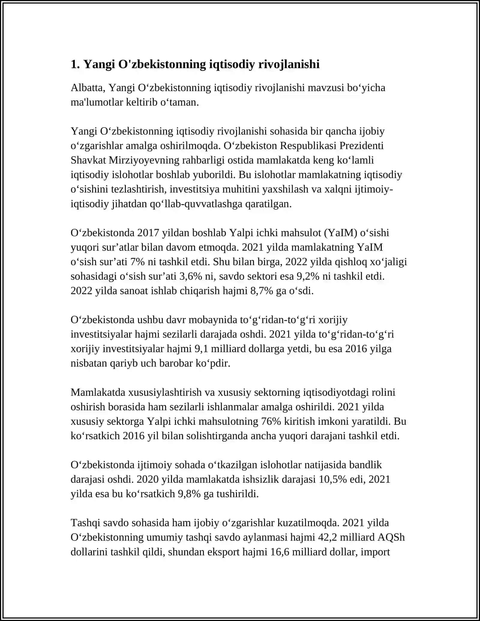 NEW UZBEKISTAN MAVZUSIDA INGLIZCHA MUSTAQIL ISH 4
