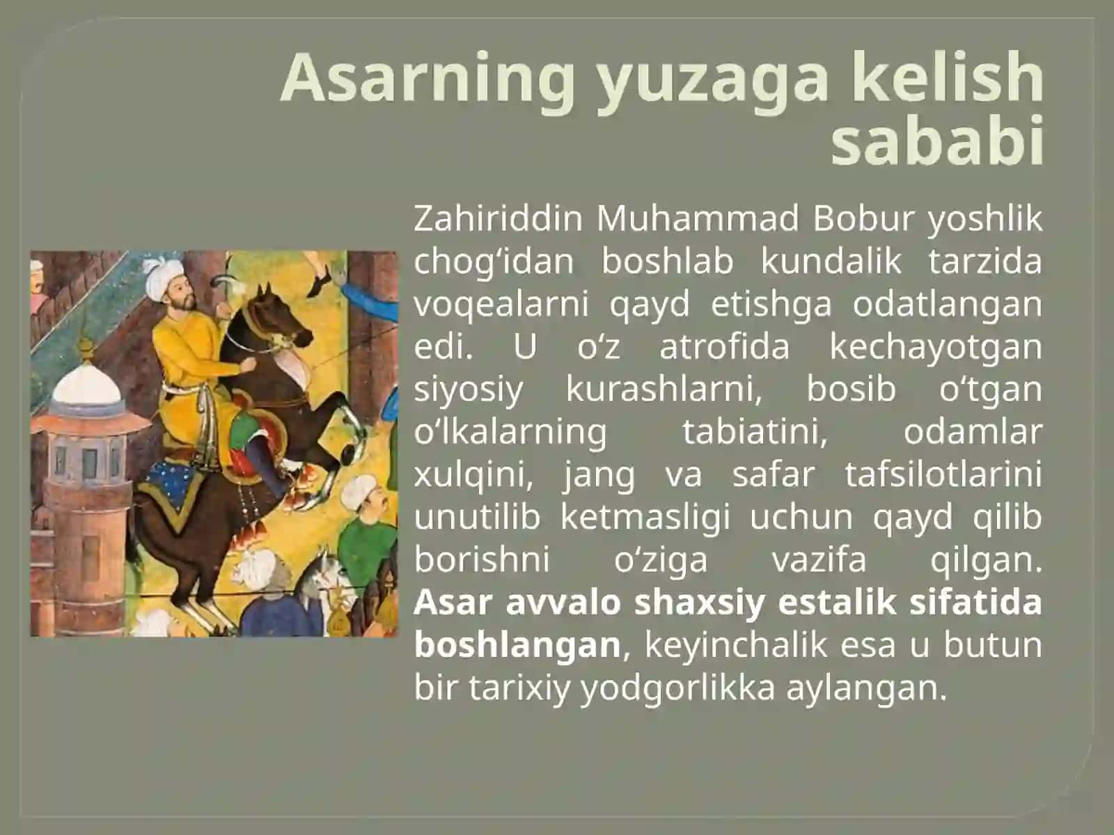BOBURNOMA ASARINI YARATILISH TARIXI 4