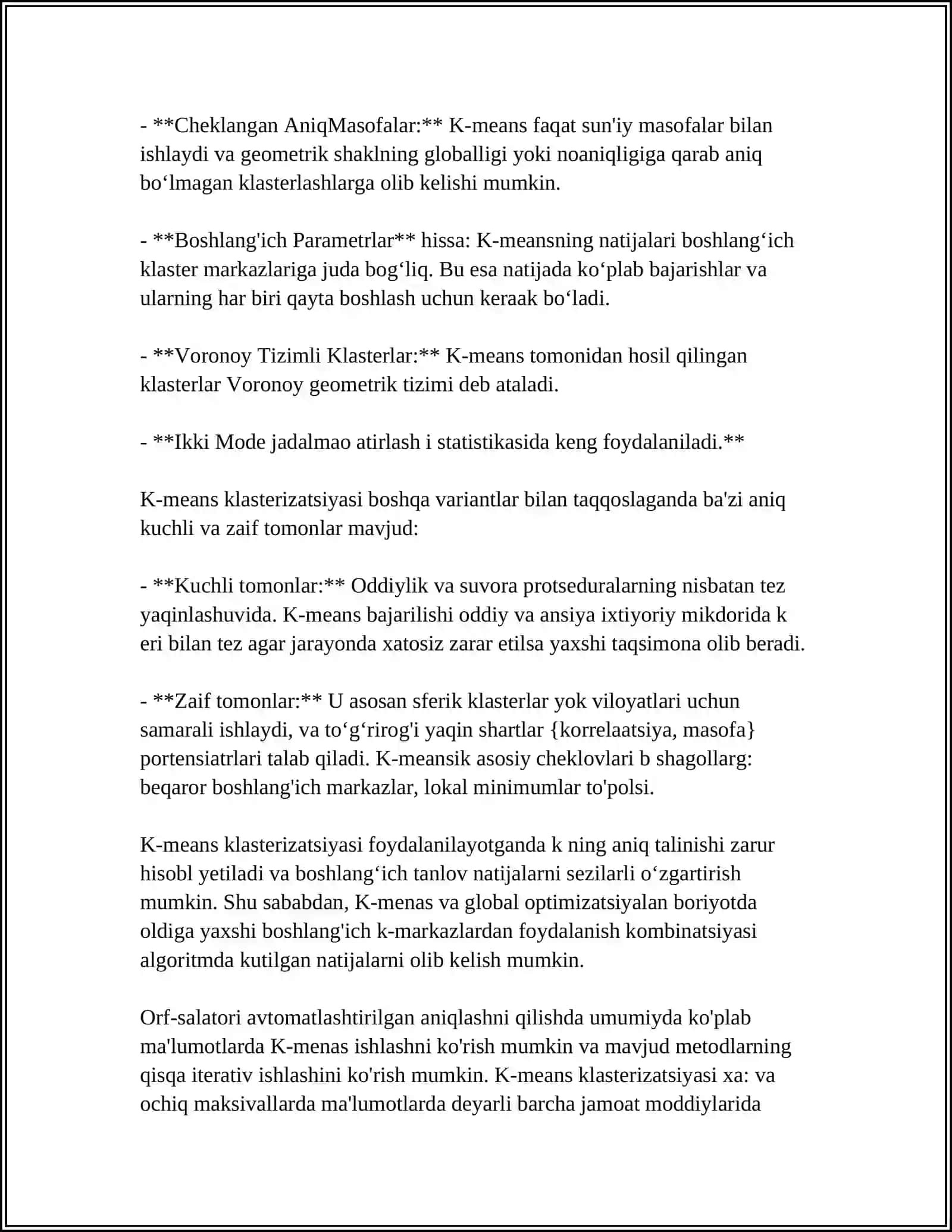MALUMOTLARNI DATA MINING USSULLARI ORKALI KLASTERIZAYA QILISH 4